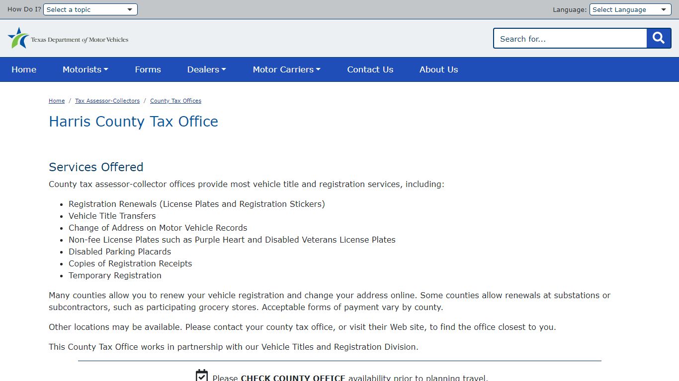 Harris County Tax Office | TxDMV.gov - Texas Department of Motor Vehicles